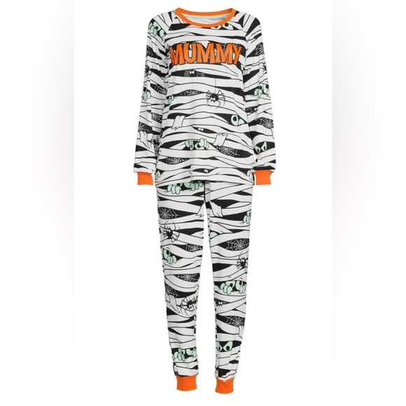 Celebrate Halloween Mummy Glow In the Dark Matching Pajama Set Sz L (12/14) - Picture 1 of 14